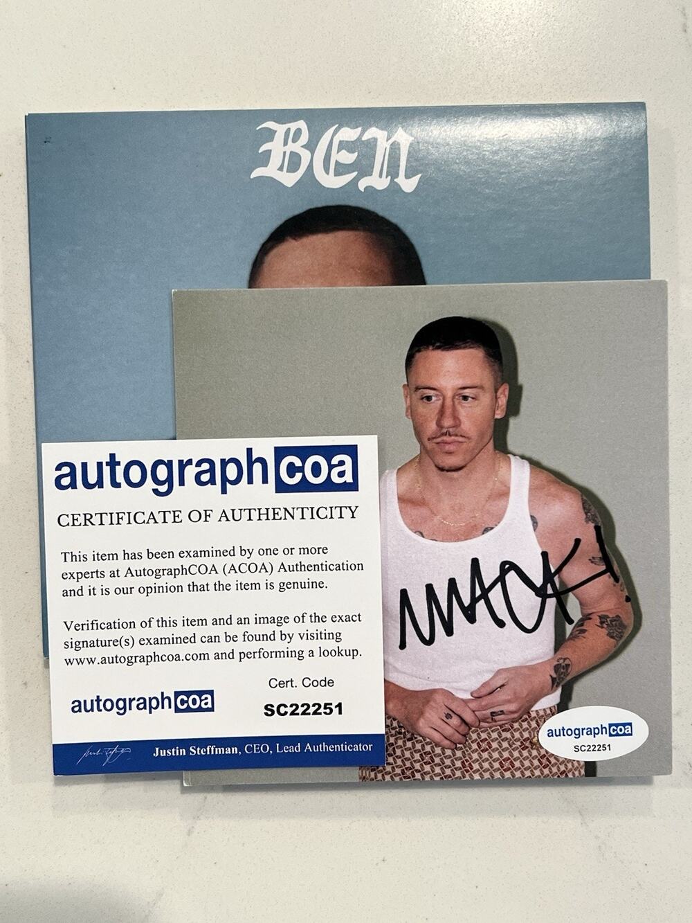 Macklemore Signed Autographed CD Ben ACOA Autographed COA Authenticated #2